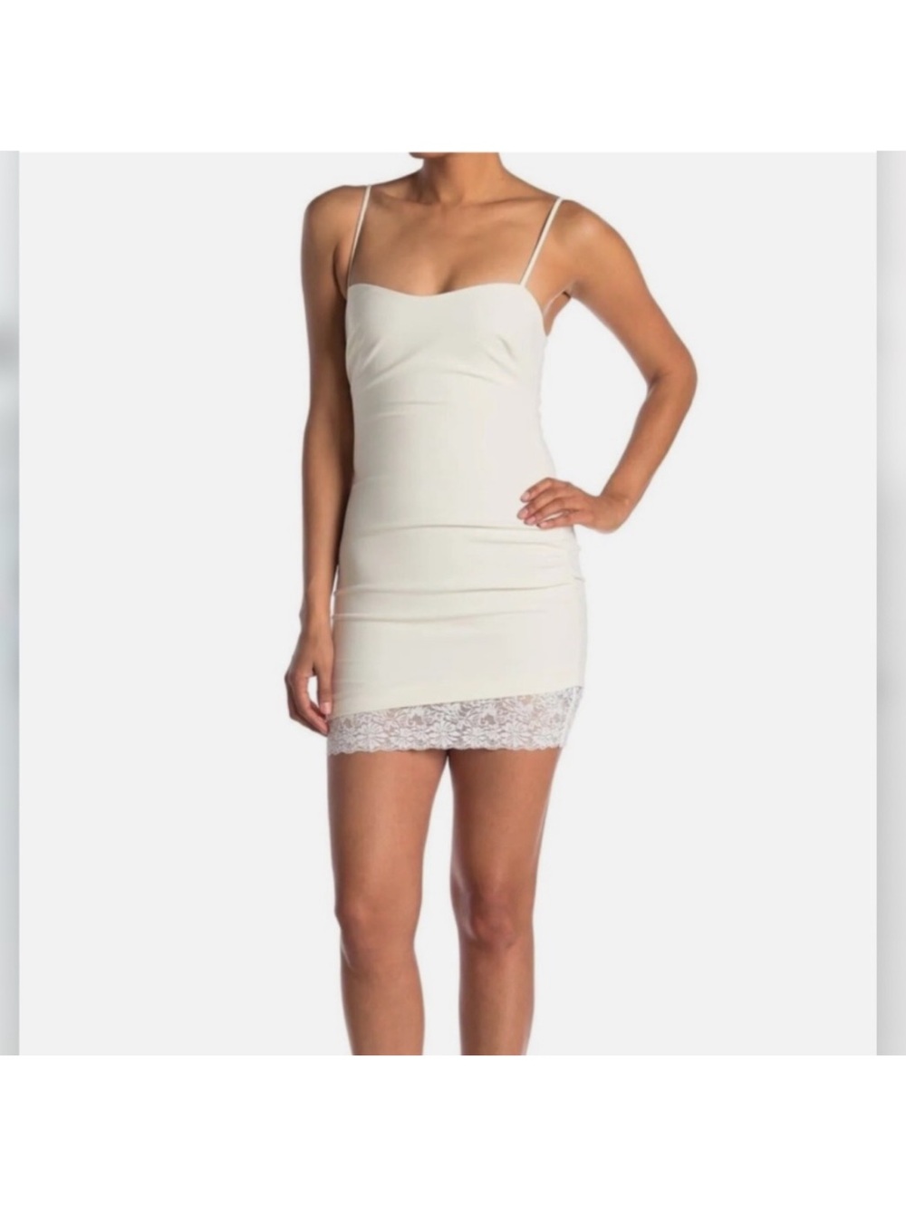 Likely Spaghetti Strap Ivory Mini Dress Mezza Lace Size 10 Bridal